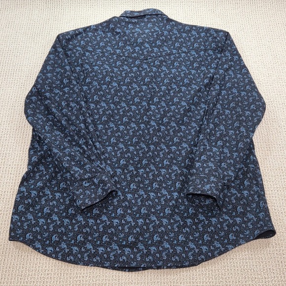 Rafter C Mens XXL ProFlex45‎ Black Blue Paisley Cowboy Western Brushpopper Shirt - Picture 3 of 10